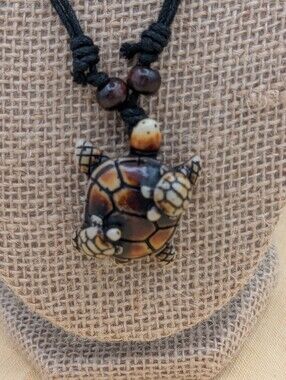 Sea Turtle Pendant Necklace Adjustable Cord Turtle Beach Coastal Jewelry 16-34"